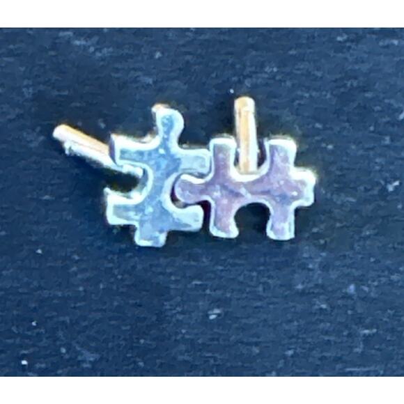 Silver Tone Puzzle Jigsaw Cufflinks Unique Artsy Fun Games Gift Dad EUC - Picture 3 of 8
